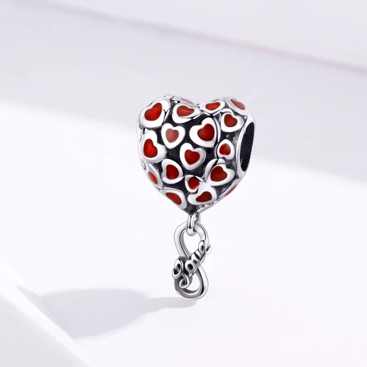 S925 Sterling Silber Rote Herzperlen DIY Armband Halskette Zubehör