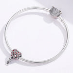 S925 Sterling Silber Rote Herzperlen DIY Armband Halskette Zubehör