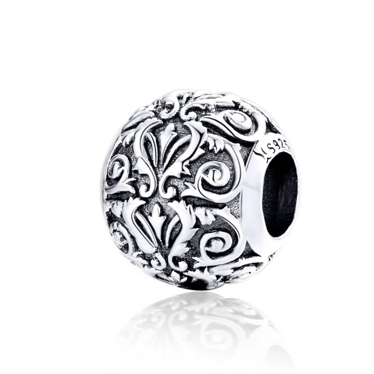 S925 Sterling Silber Retro-Blumenperlen DIY Armband Halskette Accessoires