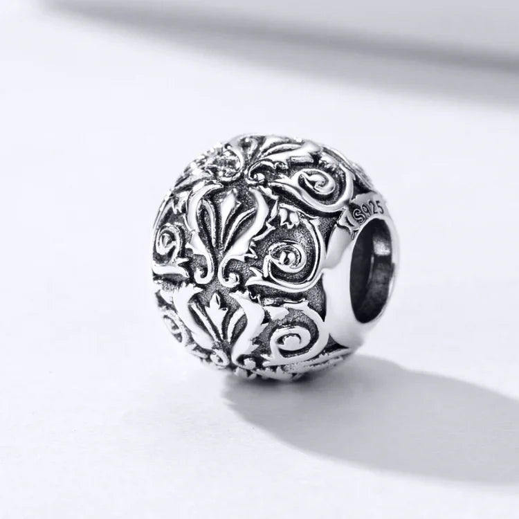 S925 Sterling Silber Retro-Blumenperlen DIY Armband Halskette Accessoires