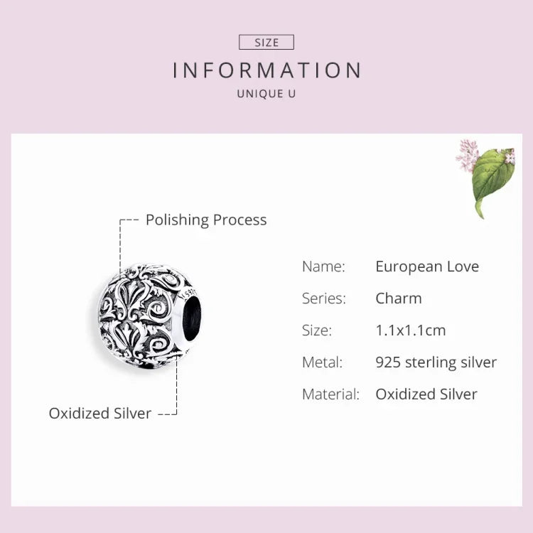 S925 Sterling Silber Retro-Blumenperlen DIY Armband Halskette Accessoires