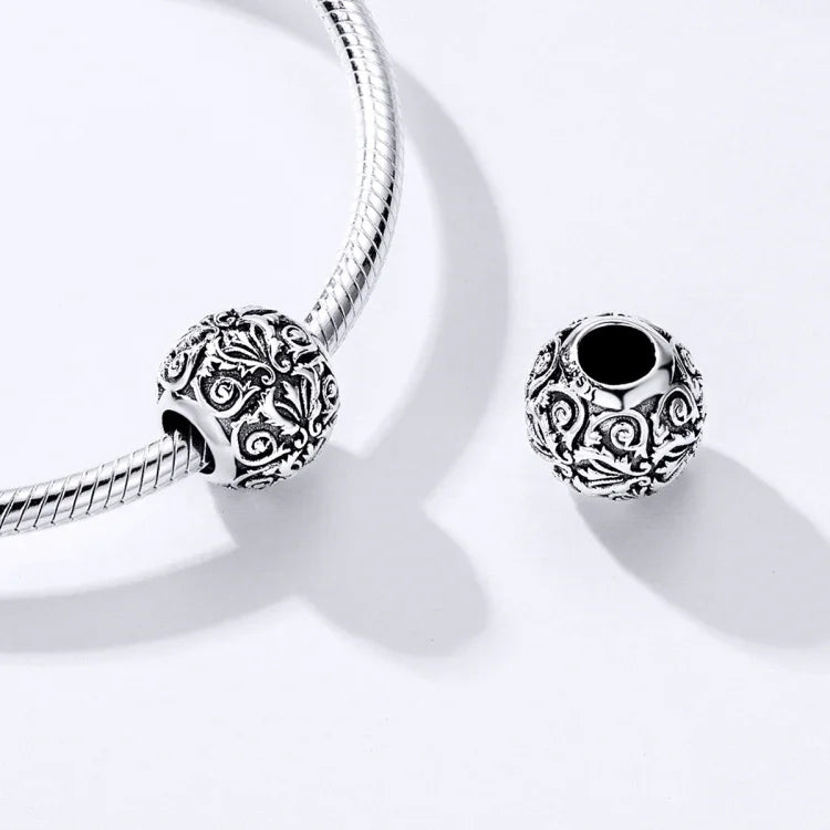 S925 Sterling Silber Retro-Blumenperlen DIY Armband Halskette Accessoires