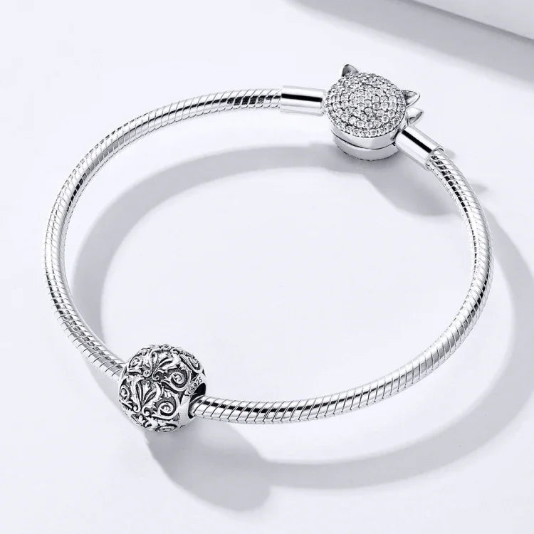 S925 Sterling Silber Retro-Blumenperlen DIY Armband Halskette Accessoires