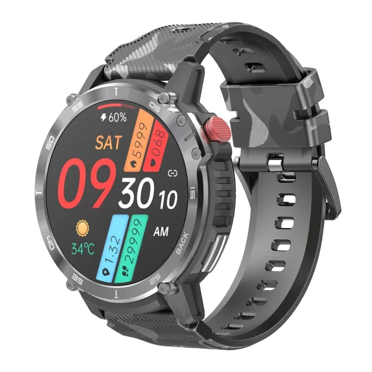 C22 1,6 Zoll Rundbildschirm Bluetooth Smartwatch, unterstützt Gesundheitsüberwachung und 24 Sportmodi