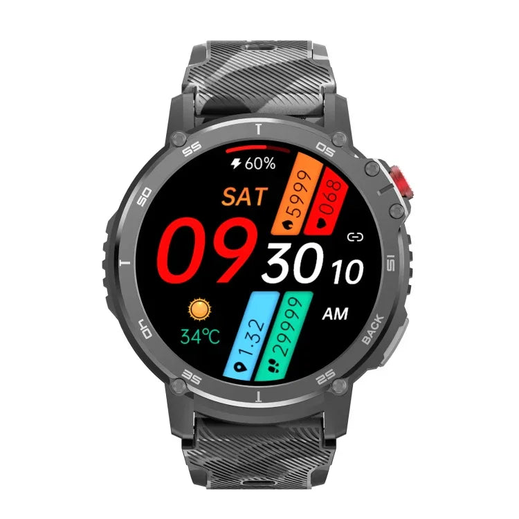 C22 1,6 Zoll Rundbildschirm Bluetooth Smartwatch, unterstützt Gesundheitsüberwachung und 24 Sportmodi