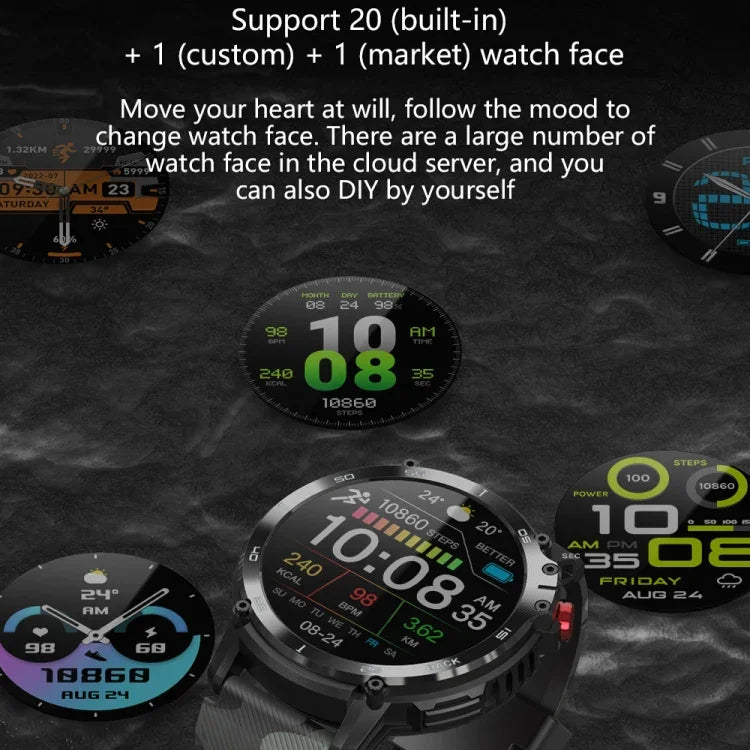 C22 1,6 Zoll Rundbildschirm Bluetooth Smartwatch, unterstützt Gesundheitsüberwachung und 24 Sportmodi