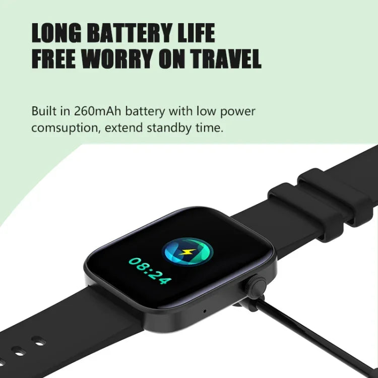 P43 Bluetooth-Smartwatch mit 1,8-Zoll-TFT-Bildschirm, unterstützt Herzfrequenzmessung und über 100 Sportmodi