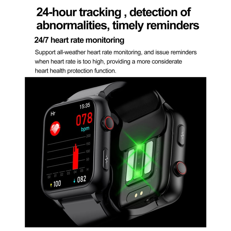 TK63 Smartwatch mit 1,91-Zoll-Farbdisplay und Luftpumpe, unterstützt Blutdruckmessung/EKG