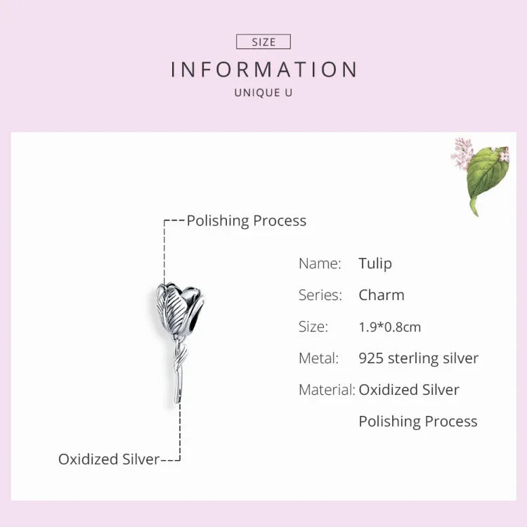 S925 Sterling Silber Tulpenperlen DIY Armband Halskette Zubehör