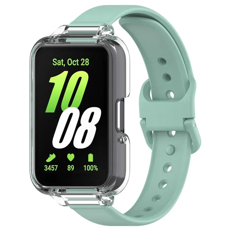 PC-Schutzhülle mit halber Abdeckung + Silikon-Uhrenarmband-Set, für Samsung Galaxy Fit 3