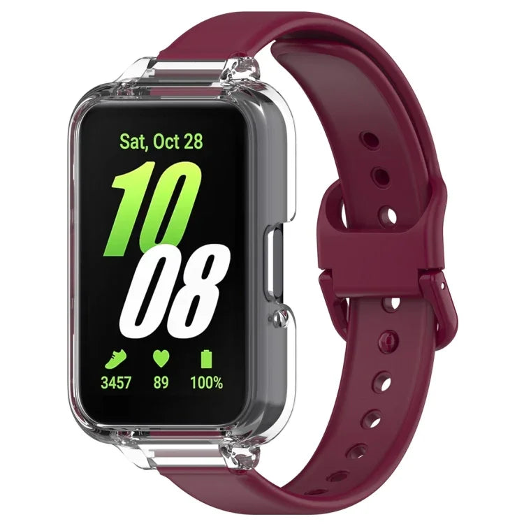 PC-Schutzhülle mit halber Abdeckung + Silikon-Uhrenarmband-Set, für Samsung Galaxy Fit 3
