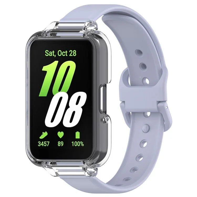 PC-Schutzhülle mit halber Abdeckung + Silikon-Uhrenarmband-Set, für Samsung Galaxy Fit 3