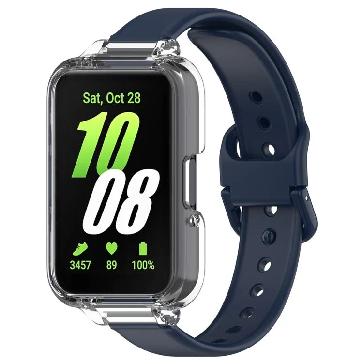 PC-Schutzhülle mit halber Abdeckung + Silikon-Uhrenarmband-Set, für Samsung Galaxy Fit 3