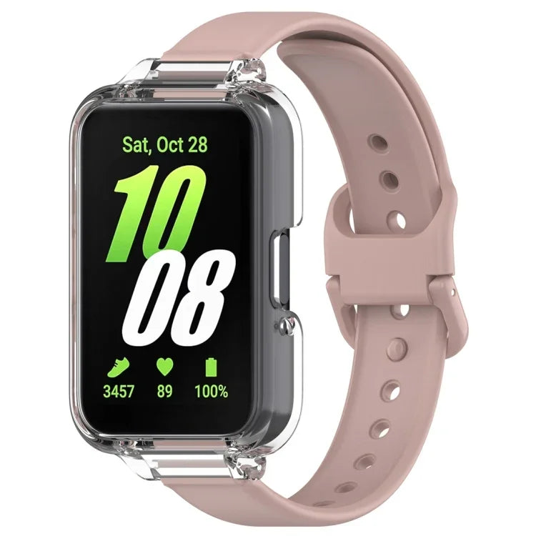 PC-Schutzhülle mit halber Abdeckung + Silikon-Uhrenarmband-Set, für Samsung Galaxy Fit 3