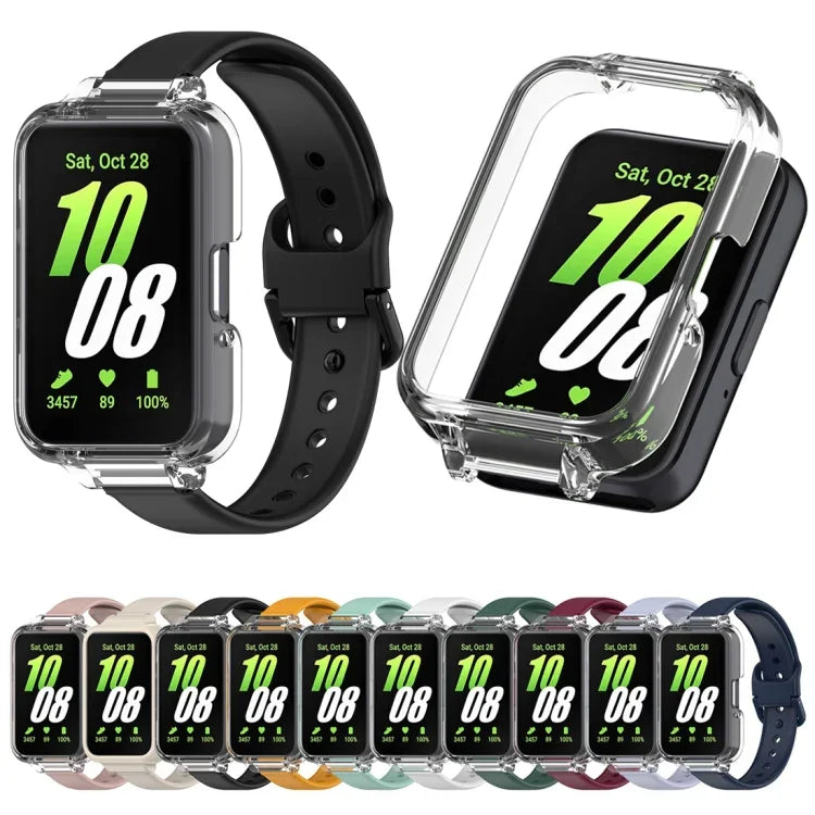 PC-Schutzhülle mit halber Abdeckung + Silikon-Uhrenarmband-Set, für Samsung Galaxy Fit 3