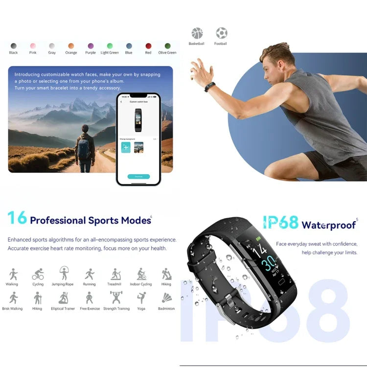 S5-4 Smart Bracelet IP68 Wasserdichter Herzfrequenz-Sport-Fitness-Tracker Smartwatch