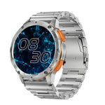 AK59 Smartwatch mit 1,43 Zoll AMLOED-Rundbildschirm und Stahlarmband