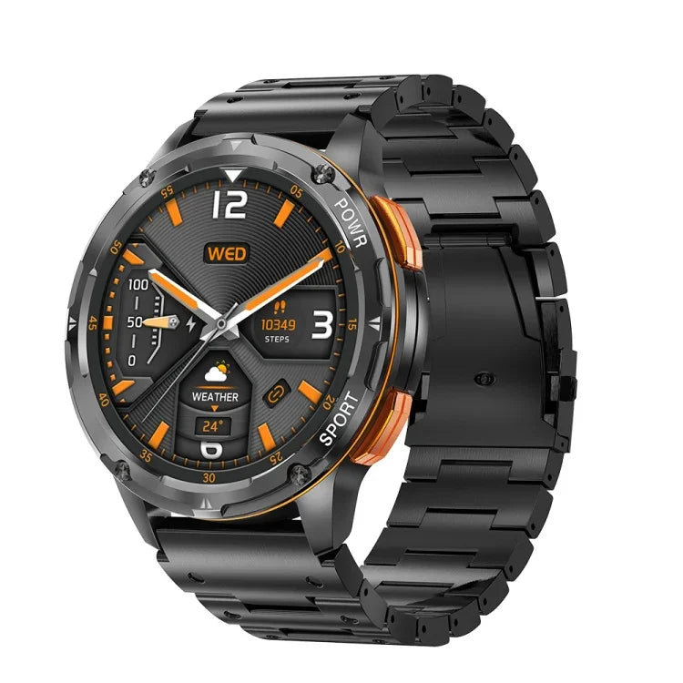 AK59 Smartwatch mit 1,43 Zoll AMLOED-Rundbildschirm und Stahlarmband