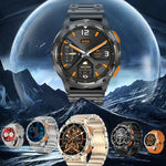 AK59 Smartwatch mit 1,43 Zoll AMLOED-Rundbildschirm und Stahlarmband