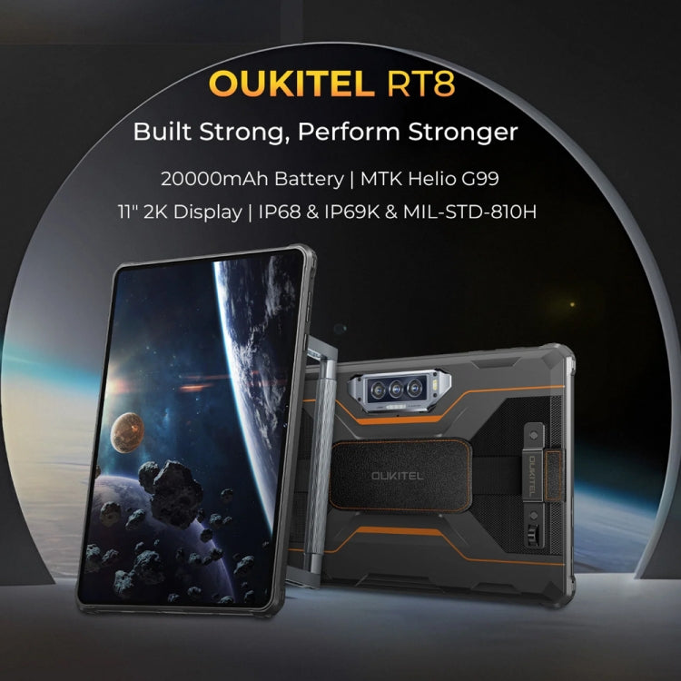 OUKITEL RT8 4G-Netzwerk IP68/IP69K Robustes Tablet, 11 Zoll Android 13 MediaTek Helio G99 Quad Core Unterstützung Dual-SIM, EU-Stecker, RT8 6GB+256GB