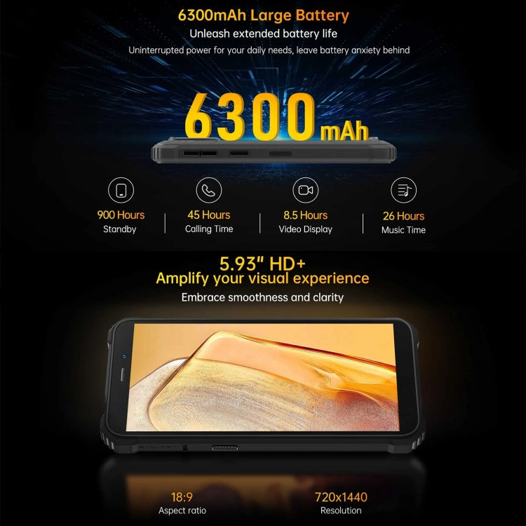 Oukitel WP32, IP68/IP69K, 5,93 Zoll, Android 13, Unisoc Tiger T606 Octa-Core-Prozessor, NFC, OTG, Netzwerk: 4G, 4 GB + 128 GB