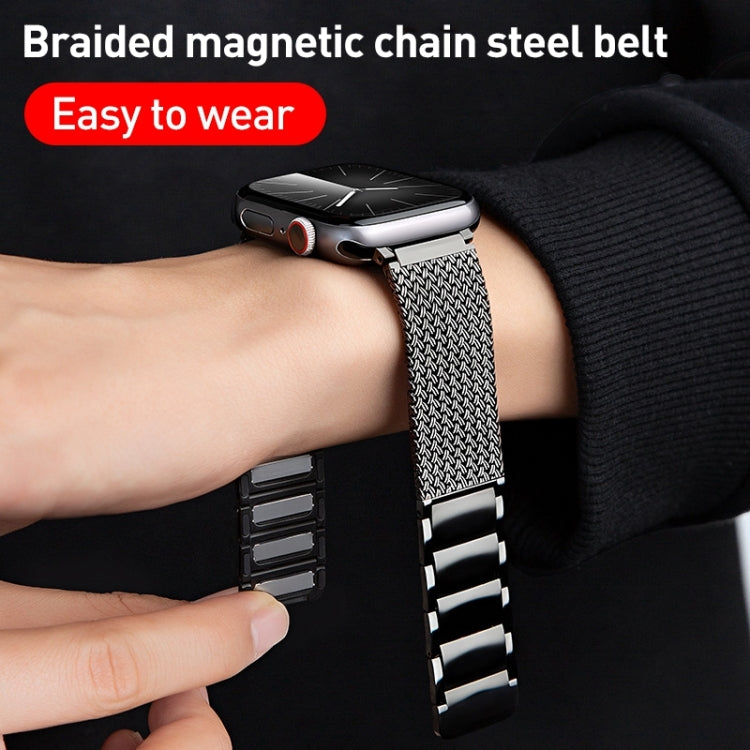 Magnetverschluss Geflochtenes Kettenarmband aus Edelstahl, für Apple Watch SE 40mm, für Apple Watch SE 44mm, für Apple Watch Series 6 40mm, für Apple Watch Series 6 44mm, für Apple Watch Series 5 44mm, für Apple Watch Series 5 40mm