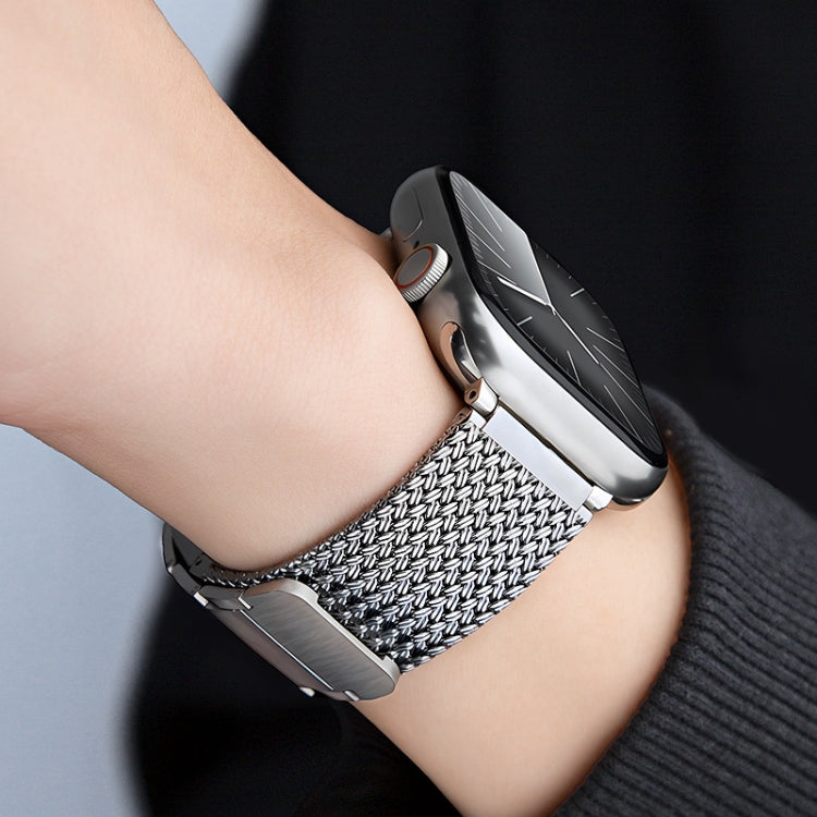 Magnetic Clasp Braided Chain Stainless Steel Watch Band, For Apple Watch SE 2023 44mm, For Apple Watch SE 2023 40mm, For Apple Watch Ultra 2 49mm, For Apple Watch Series 9 45mm, For Apple Watch Series 9 41mm, For Apple Watch Ultra 49mm                 ...