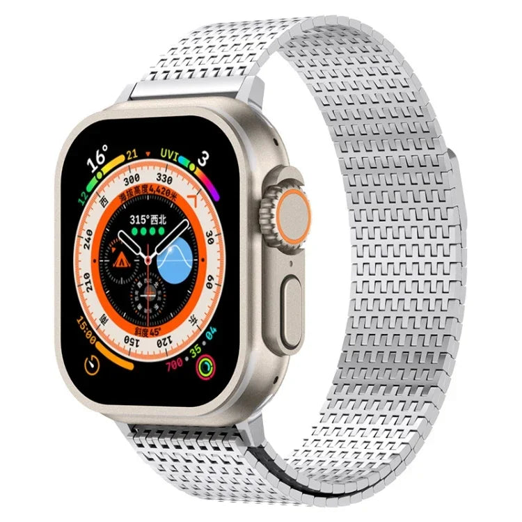 Edelstahl-Uhrenarmband mit Milanaise-Schlaufe und Magnetverschluss, passend für Apple Watch 42 mm und 38 mm