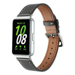 Sewing Thread Genuine Leather Watch Band, For Samsung Galaxy Fit 3