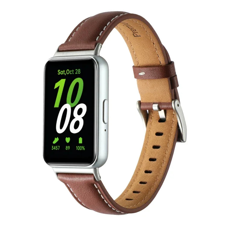 Pointed Tail Genuine Leather Watch Band, For Samsung Galaxy Fit 3