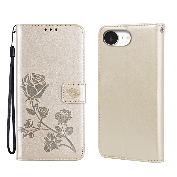 Handyhülle aus PU-Leder mit Rosenprägung und Klappverschluss, für iPhone 17e / 16e, für iPhone 17 Pro Max, für iPhone 17 Pro, für iPhone 17, für iPhone 16 Pro Max, für iPhone 16 Pro, für iPhone 16 Plus, für iPhone 16, für iPhone 15 Pro Max