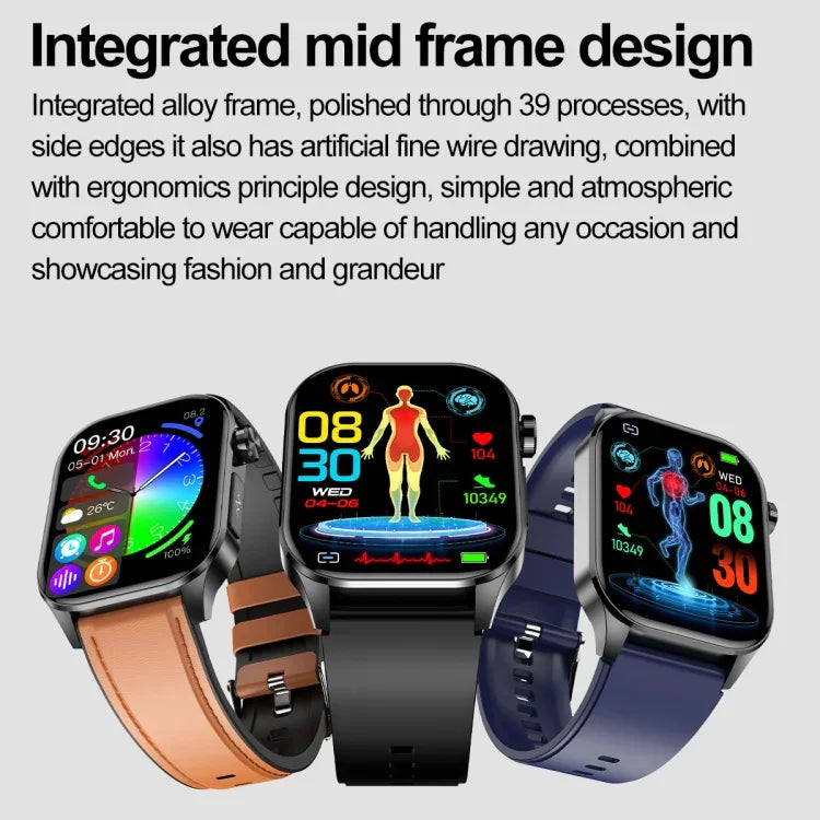 ET580 2,04 Zoll AMOLED-Bildschirm Sport-Smartwatch mit Unterstützung für Bluetooth-Anrufe und EKG-Funktion