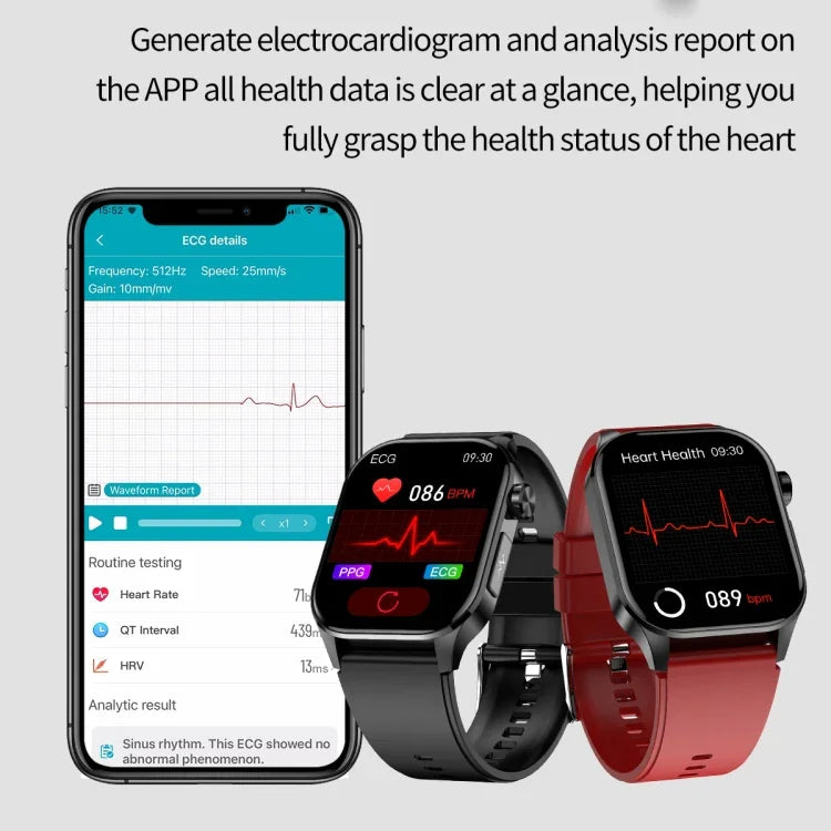 ET580 2,04 Zoll AMOLED-Bildschirm Sport-Smartwatch mit Unterstützung für Bluetooth-Anrufe und EKG-Funktion