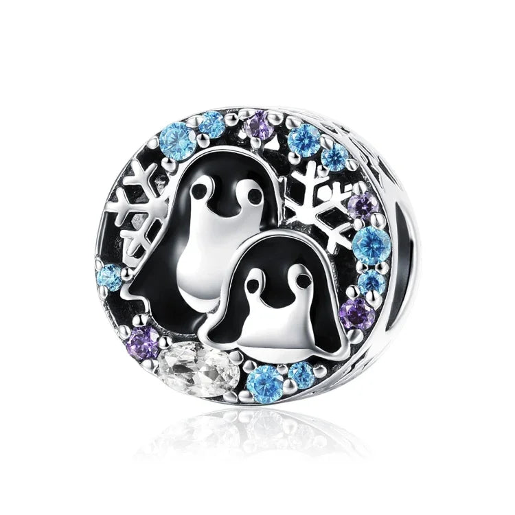 Armband-Accessoires aus 925er Sterlingsilber mit Pinguinhaus-Motiv und Diamantperlen