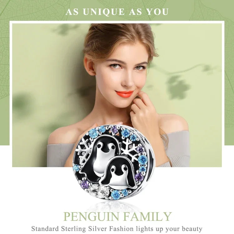 Armband-Accessoires aus 925er Sterlingsilber mit Pinguinhaus-Motiv und Diamantperlen