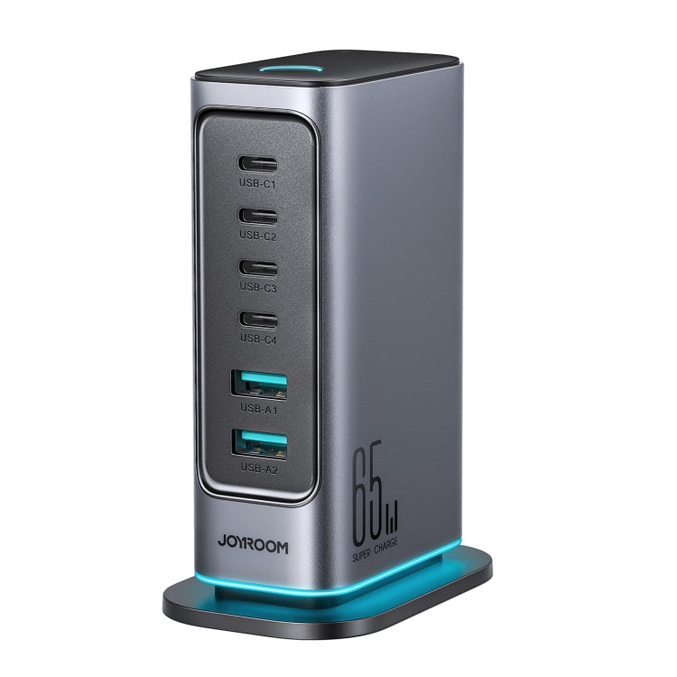 JOYROOM JR-TCM02 6 in 1 65W GaN 4 USB-C & 2 USB-A Mehrfachladegerät, EU-Stecker, UK-Stecker