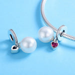 S925 Sterling Silber Perlenherzanhänger DIY Armband Halskette Zubehör