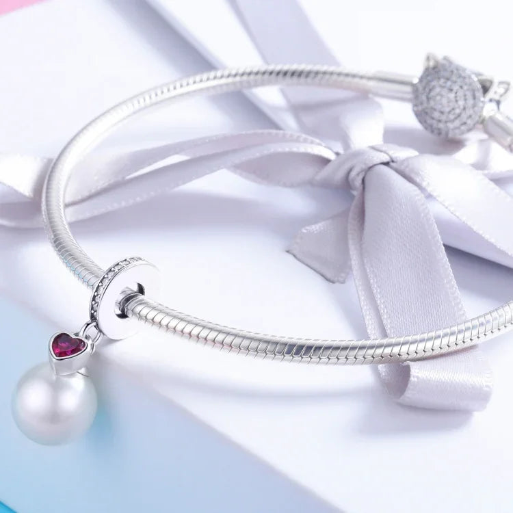 S925 Sterling Silber Perlenherzanhänger DIY Armband Halskette Zubehör
