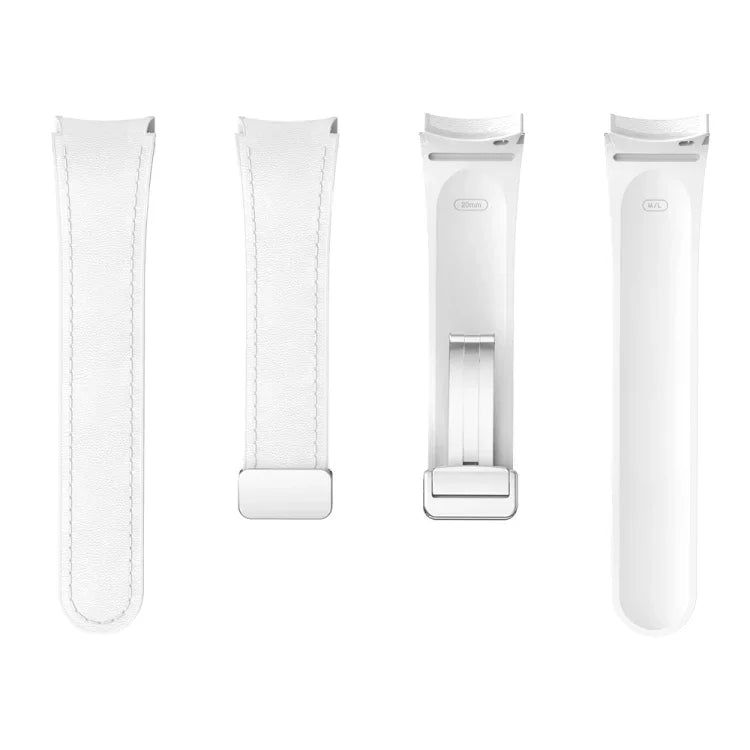 Magnetisches silbernes Uhrenarmband aus Leder und Silikon mit Schnalle, passend für Samsung Galaxy Watch 6