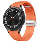 Magnetisches silbernes Uhrenarmband aus Leder und Silikon mit Schnalle, passend für Samsung Galaxy Watch 6
