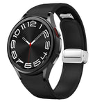 Magnetisches silbernes Uhrenarmband aus Leder und Silikon mit Schnalle, passend für Samsung Galaxy Watch 6