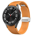 Magnetisches silbernes Uhrenarmband aus Leder und Silikon mit Schnalle, passend für Samsung Galaxy Watch 6