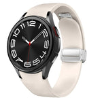 Magnetisches silbernes Uhrenarmband aus Leder und Silikon mit Schnalle, passend für Samsung Galaxy Watch 6