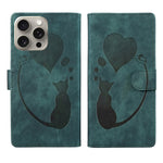 Handyhülle aus Leder mit geprägtem Stift, Herz und Katze für iPhone 14 Plus, für iPhone 14, für iPhone 14 Pro, für iPhone 14 Pro Max, für iPhone 7 / 8 / SE 2022, für iPhone 13 Pro Max, für iPhone 13 Pro, für iPhone 13