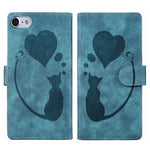 Handyhülle aus Leder mit geprägtem Stift, Herz und Katze für iPhone 14 Plus, für iPhone 14, für iPhone 14 Pro, für iPhone 14 Pro Max, für iPhone 7 / 8 / SE 2022, für iPhone 13 Pro Max, für iPhone 13 Pro, für iPhone 13