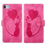Handyhülle aus Leder mit geprägtem Stift, Herz und Katze für iPhone 14 Plus, für iPhone 14, für iPhone 14 Pro, für iPhone 14 Pro Max, für iPhone 7 / 8 / SE 2022, für iPhone 13 Pro Max, für iPhone 13 Pro, für iPhone 13