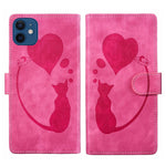 Stift Herz Katze Geprägte Leder-Handyhülle, Für iPhone 13 mini, Für iPhone 12, Für iPhone 12 Pro Max, Für iPhone 12 Pro, Für iPhone 12 mini, Für iPhone 11 Pro Max, Für iPhone 11, Für iPhone 11 Pro