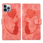 Stift Herz Katze Geprägte Leder-Handyhülle, Für iPhone 13 mini, Für iPhone 12, Für iPhone 12 Pro Max, Für iPhone 12 Pro, Für iPhone 12 mini, Für iPhone 11 Pro Max, Für iPhone 11, Für iPhone 11 Pro