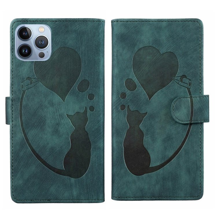 Stift Herz Katze Geprägte Leder-Handyhülle, Für iPhone 13 mini, Für iPhone 12, Für iPhone 12 Pro Max, Für iPhone 12 Pro, Für iPhone 12 mini, Für iPhone 11 Pro Max, Für iPhone 11, Für iPhone 11 Pro