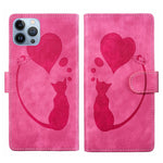 Stift Herz Katze Geprägte Leder-Handyhülle, Für iPhone 13 mini, Für iPhone 12, Für iPhone 12 Pro Max, Für iPhone 12 Pro, Für iPhone 12 mini, Für iPhone 11 Pro Max, Für iPhone 11, Für iPhone 11 Pro